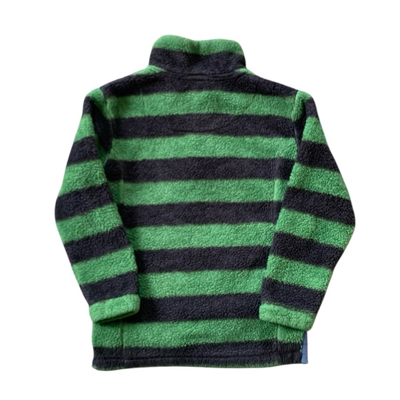 Mini Boden Sherpa Fleece Pullover Boys 5-6Y Green Black Stripe Cozy Teddy - Picture 6 of 6